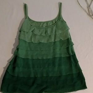 New York &  Co tank with ruffle layers solod back